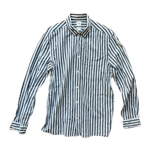 H&M Men’s Regular Fit Striped Shirt, Blue, Size M